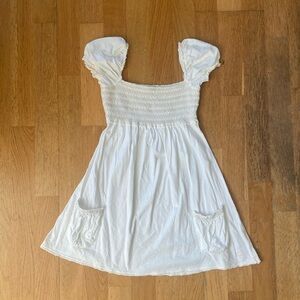 Abercrombie & Fitch White Puff Sleeve Babydoll Mini Dress